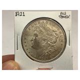 1921 Toned Morgan Silver Dollar