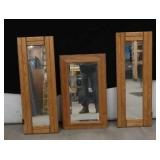 3 WOODEN FRAMED MIRRORS