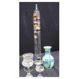 ASSORTMENT OF DIFFERENT GLASS DECOR INCLUDING A GALILEO THERMOMETER