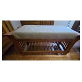 Oak Upholstered Bedroom Bench