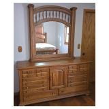 Solid Oak Virginia House Bureau with Mirror