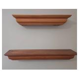 Pair of Wooden Floating Wall Shelves