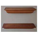 Pair of Wooden Floating Wall Shelves