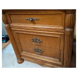 Vintage Carved Oak Mirrored Dresser