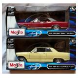 (2) Maisto Special Edition Die Cast Model Cars - 1:26 1965 Buick Riviera Gran Sport and 1:24 1965 Chevrolet Malibu SS