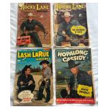 (4) Vintage Western 10 Cent Comic Books ~1952-53 Hopalong Cassidy, Lash LaRue, and Rocky Lane