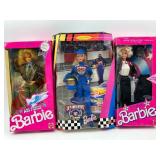 Collection of 3 Limited Edition Barbie Dolls: Air Force, NASCAR 50th Anniversary, and Army