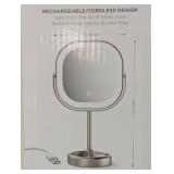 Conair HALO Double Sided LED,Lighted Tabletop Mirror, Magnification Satin Nickel