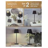 Mikasa Rechargeable 14-inch LED Lamps with Touch Control, Set of 2 Black