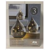 Evergreen LED Glass Raindrops Set, 3 Piece Smoky Gray Finish