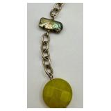 Lime Green Faceted Beaded Drop Pendant Necklace