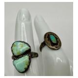 Two Vintage Sterling Silver and Turquoise Rings