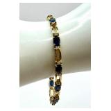 Beautiful 14K Yellow Gold, Sapphire and Diamond Bracelet