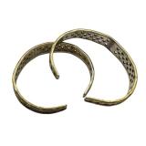 Pair of International Sterling Silver 925 Two Tone Cuff Bracelets