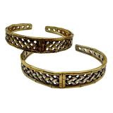 Pair of International Sterling Silver 925 Two Tone Cuff Bracelets