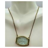 Vintage 1928 Art Nouveau Stamped Glass Pendant Necklace