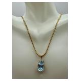 Gorgeous 14k Gold Diamond and Topaz Pendant