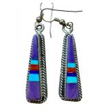 John Shopteese Southwest Sterling Silver Inlaid Earrings