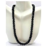 Black Faceted Stylish Beaded Necklace with Sterling Clasp