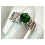 18k White Gold Emerald and Diamond Ring