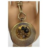 Vintage Monet Pocket Watch Style Pendant Necklace