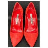 Manolo Blahnik Red Suede Pumps - Size 37 1/2