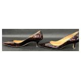 Manolo Blahnik Tortoise Shell Patent Leather Pumps - Size 37 1/2"