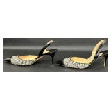 Manolo Blahnik Ratan and Black Patent Leather Slingback Heels - Size 38 1/2