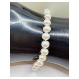 Sterling Silver and Pearl Necklace and Pearl Bracelet with 14k Gold Clasp