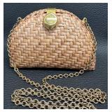 Woven Rattan with Gold Accents Small Purse by Vanessa