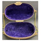 Vintage Small Brass Purse with Purple Velvet Interior