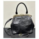 Nice Black Oroton Australia Bag - Clasp Frame Crossbody Purse with Gold Accents