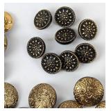 Black and Gold Czech Glass Buttons