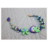 Handmade Artisan Glass Bead Bracelet with Colorful Sea Life Design