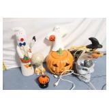 Collection of Halloween Decorative Figures and Lights