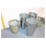 Set of 5 Decorative Metal Buckets and Planters