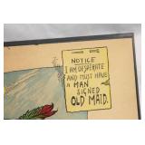 Set of 4 Vintage Humorous Valentine Postcards Framed