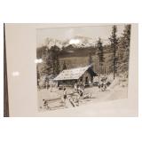 Collection of 2 Framed Prints: Berthe Morisot Artwork and Vintage Mountain Scene