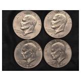 Lot of 4 Eisenhower Silver Dollars from 1977