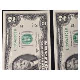 Lot of 5 Sequential $2 Bills Series 2017 A  - Uncirculated