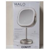 Conair HALO Double Sided LED,Lighted Tabletop Mirror, Magnification Satin Nickel