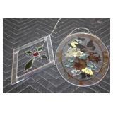 Set of 2 Stained Glass Hanging Decorations