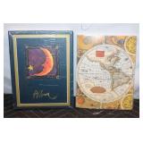 Set of 2 Sealed Art Prints featuring Lunar and World Map Designs