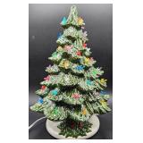 Vintage 14" Ceramic Light Up Christmas Tree with Base