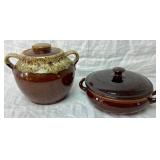 Vintage Vulcania Italian Pottery Cooking Clay Pot and Brown Bean Pot with Lid