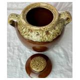 Vintage Vulcania Italian Pottery Cooking Clay Pot and Brown Bean Pot with Lid