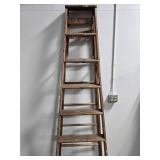 Vintage Wooden Step Ladder with 7 Rungs