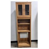 Tall Wooden Entertainment Unit with Glass Doors