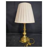 Pair of Stiffel Brass Table Lamps with Fabric Shades