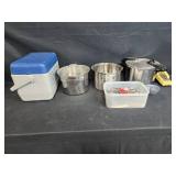 Kitchenware Collection Including Pressure Cooker, Stockpot, Cooler, and Utensils